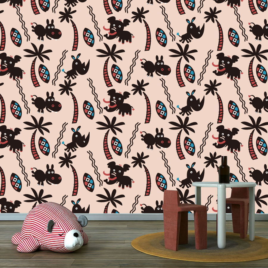 Baby Nursery Peel And Stick Wallpaper - 거실용 만화 캐릭터 맞춤형 붙이는 벽지,