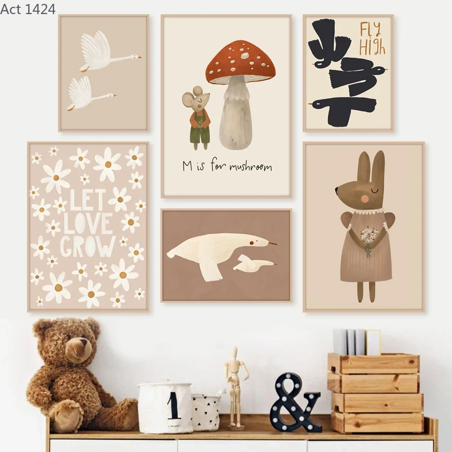 Baby Nursery Frames - 보헤미안 스타일 만화 토끼 쥐 거위