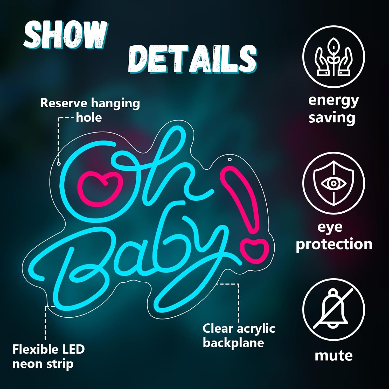 오 베이비 하트 LED 네온사인 USB 벽등 베이비 샤 - Baby Nursery Wall Lights 리뷰 및 가격